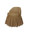 A small, green/brown-coloured seven chair with a skirted edge.